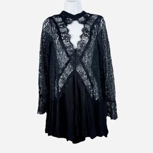 Free People Secret Origin Tell Tale Lace Tunic Dress Size Small Black Whimsigoth